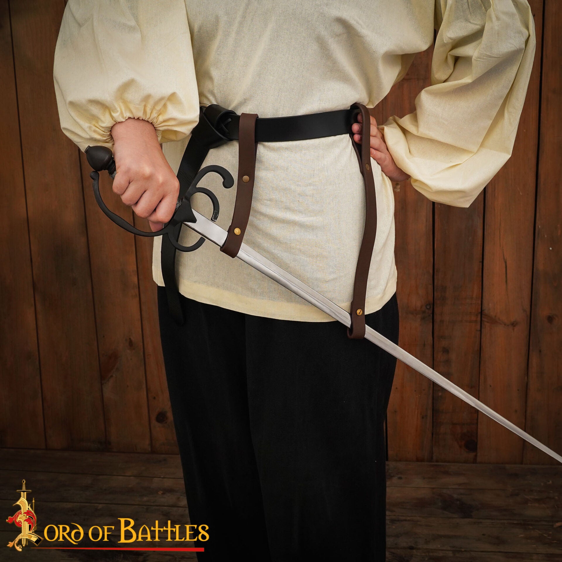 Colgador de espada ajustable en cuero — estilo medieval - imagen 4