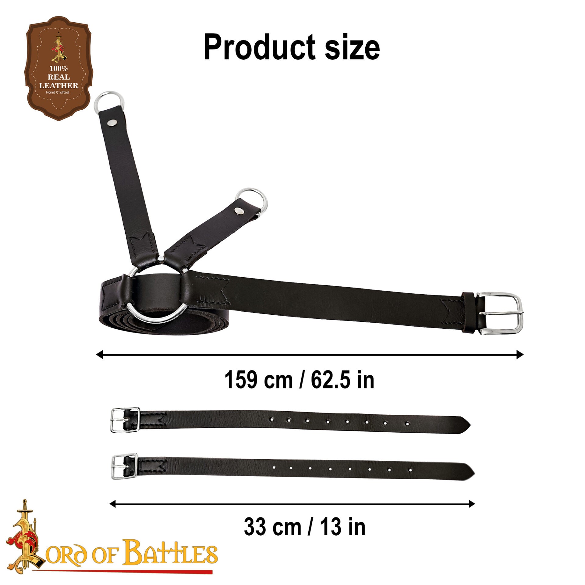 Baldrica de cuero renacentista para espada - imagen 4