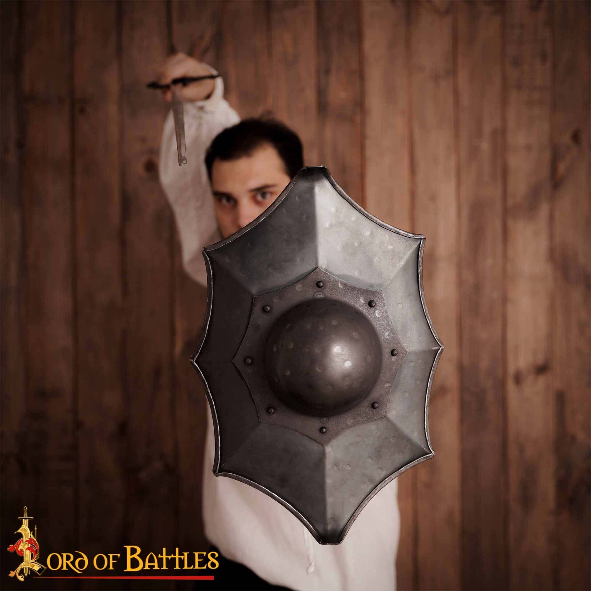 Buckler Talhoffer — Escudo hoja de acebo en acero calibre 16 - imagen 5