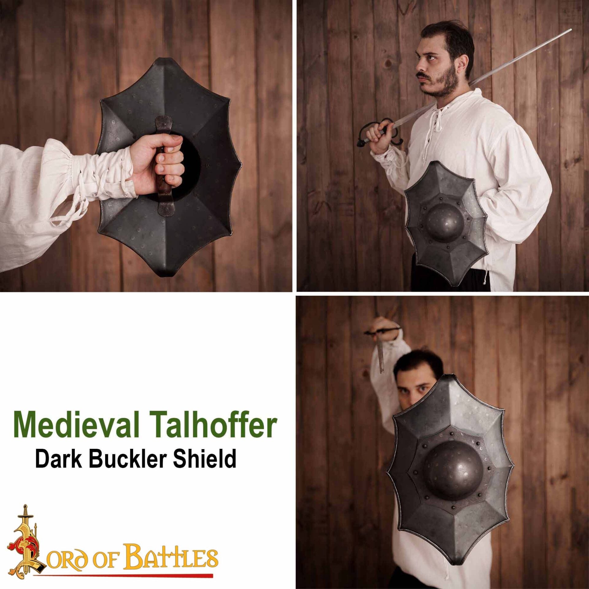 Buckler Talhoffer — Escudo hoja de acebo en acero calibre 16 - imagen 11