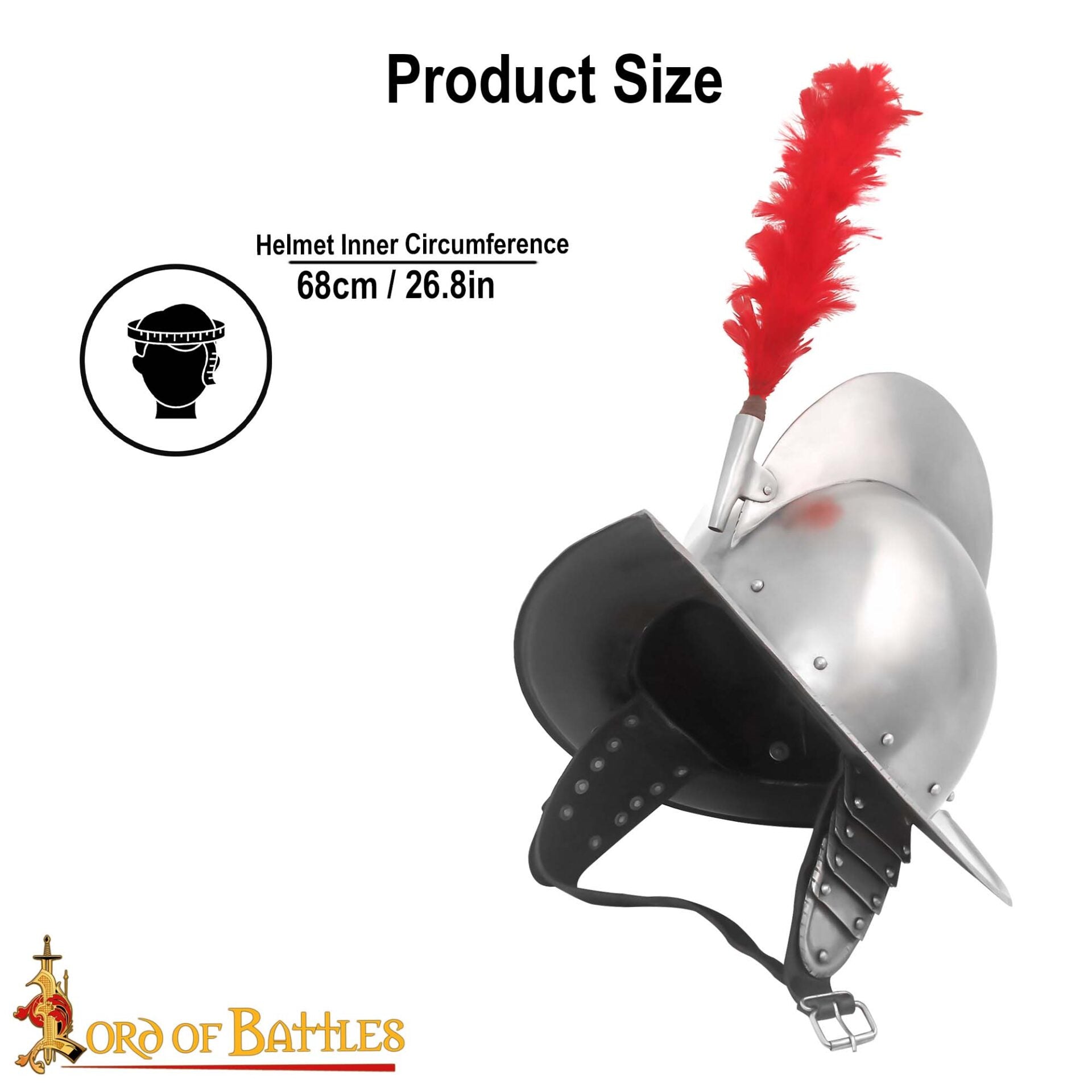 Imagen única de: Casco Morion de Acero con Penacho Rojo