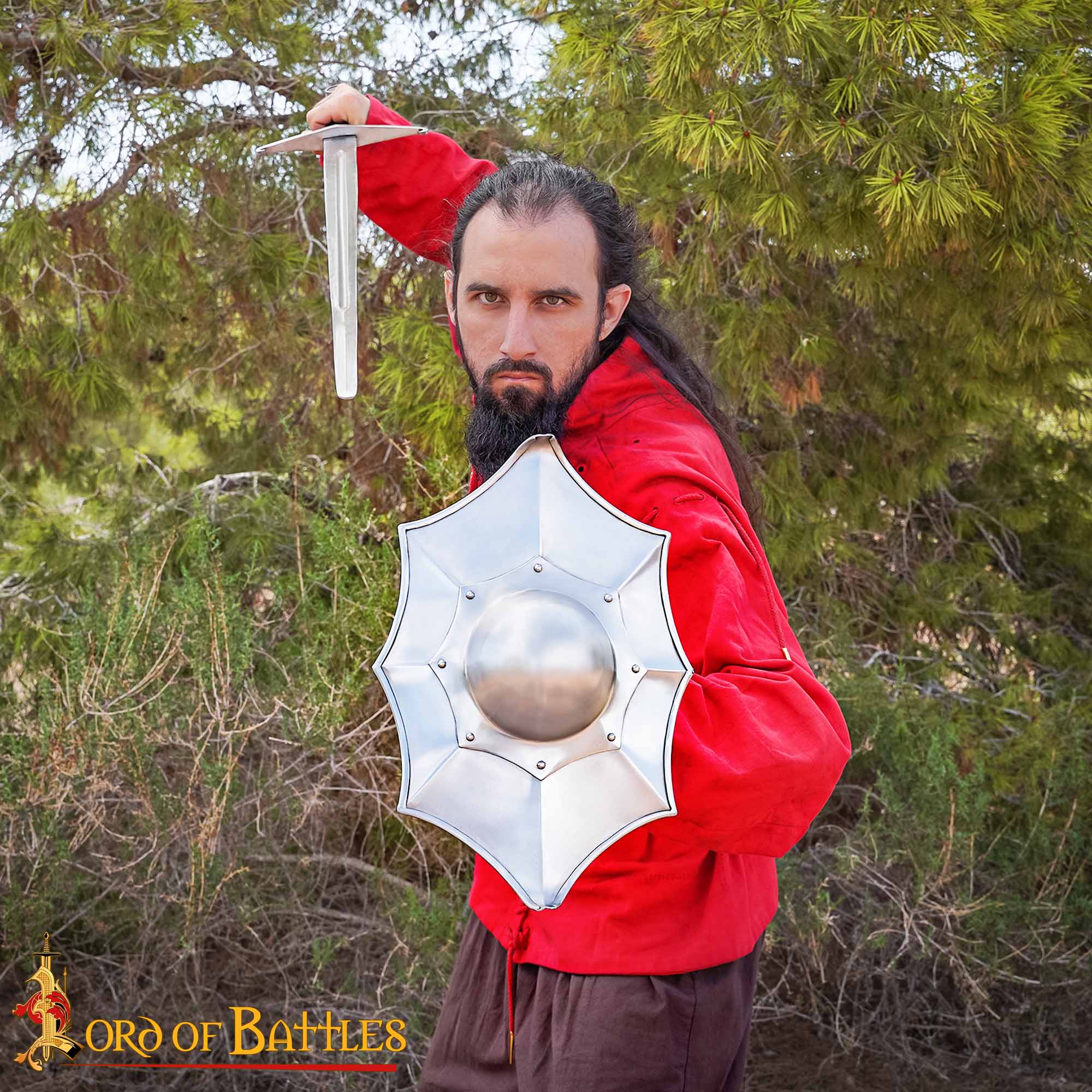 Buckler Talhoffer — Escudo hoja de acebo en acero calibre 16 - imagen 18