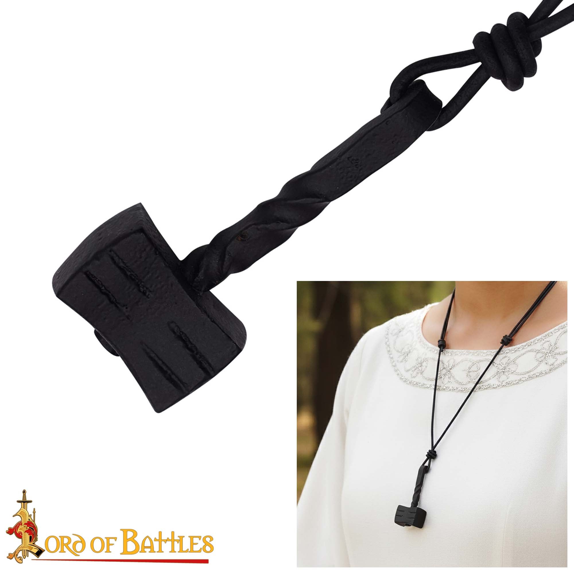 Imagen única de: Colgante Mjölnir (martillo de Thor) forjado a mano en hierro - imagen 16