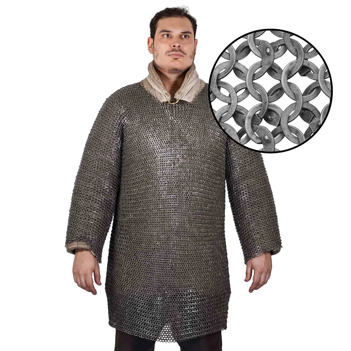 Haubergeon de malla 9 mm (17 G) con remachado en cuña
