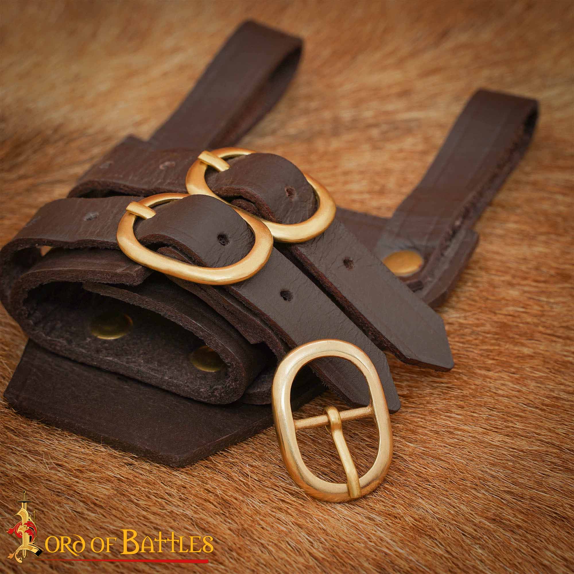 Imagen única de: Juego de Hebillas de Cinturón Medievales Ovaladas de Latón (3 Piezas) - para Marroquinería, Prendas de Vestir y Accesorios