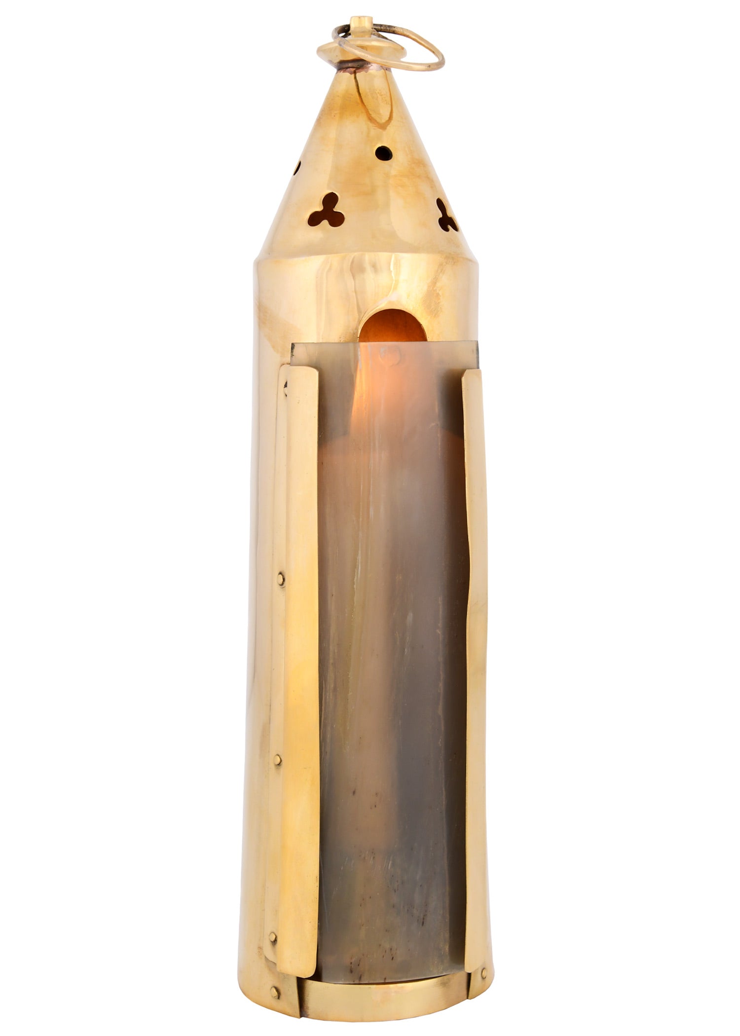 Imagen única de: Farol Medieval De Latón Con Ventana De Bocina.