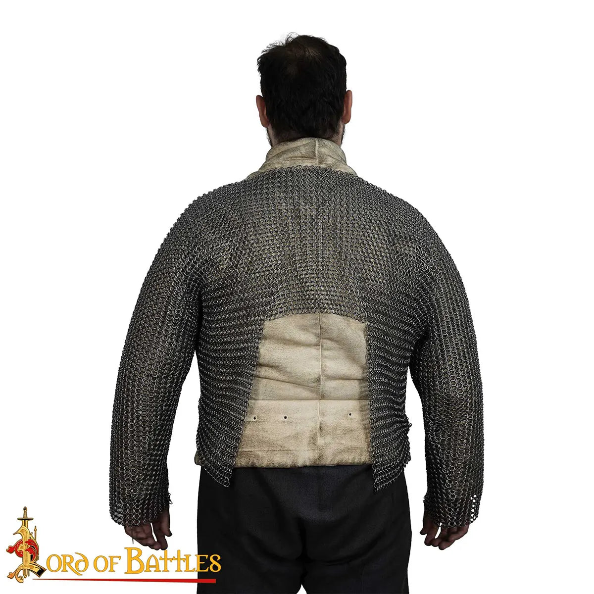 Hauberk de malla medieval (media longitud) — anillas 9 mm, alambre 16 gauge, acero muelle - imagen 5