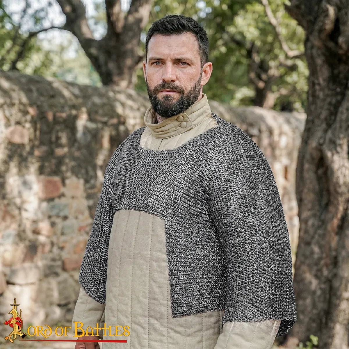 Hauberk corto de malla rivetada 6 mm, anillas planas y sólidas - Talla M - imagen 4