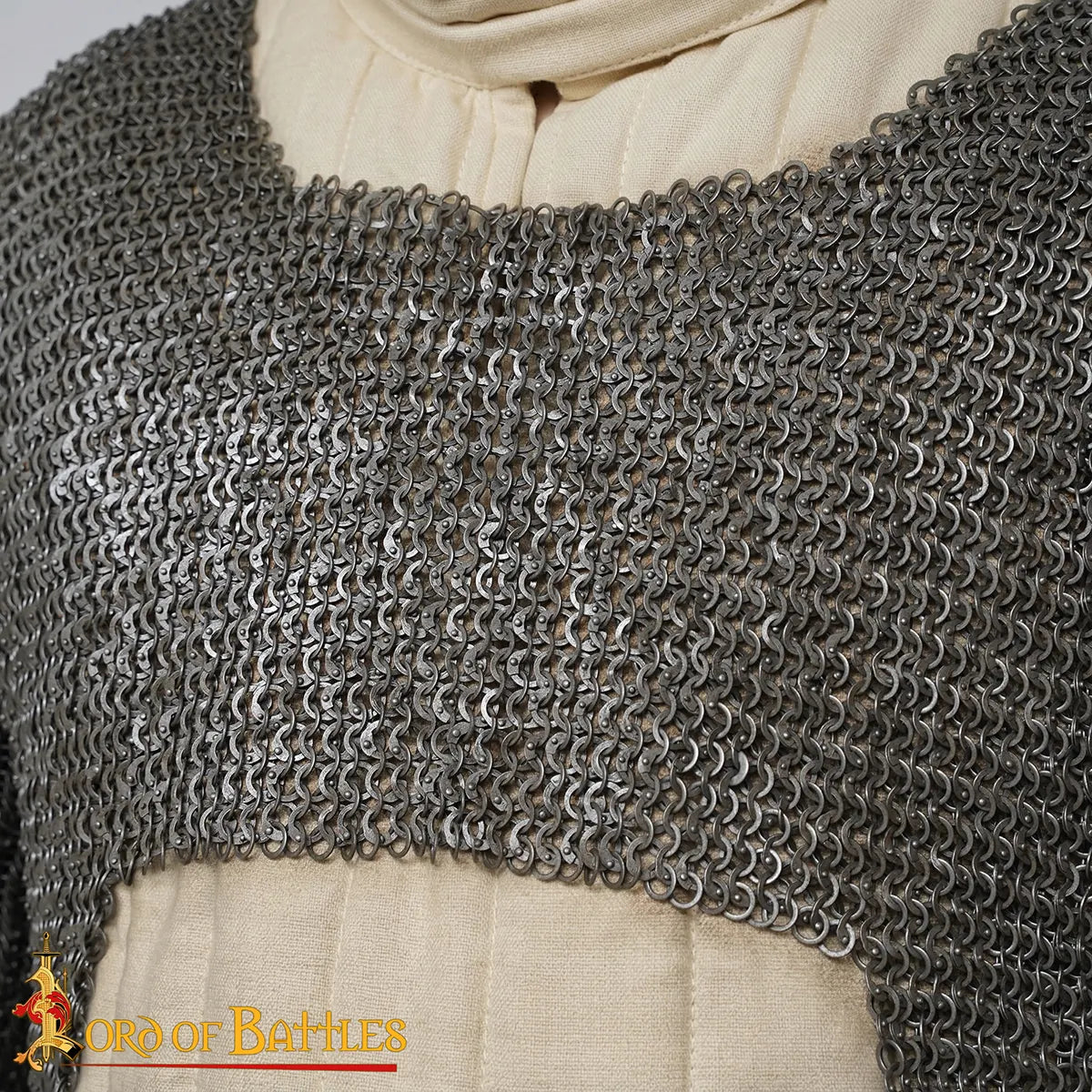Hauberk corto de malla rivetada 6 mm, anillas planas y sólidas - Talla M - imagen 5