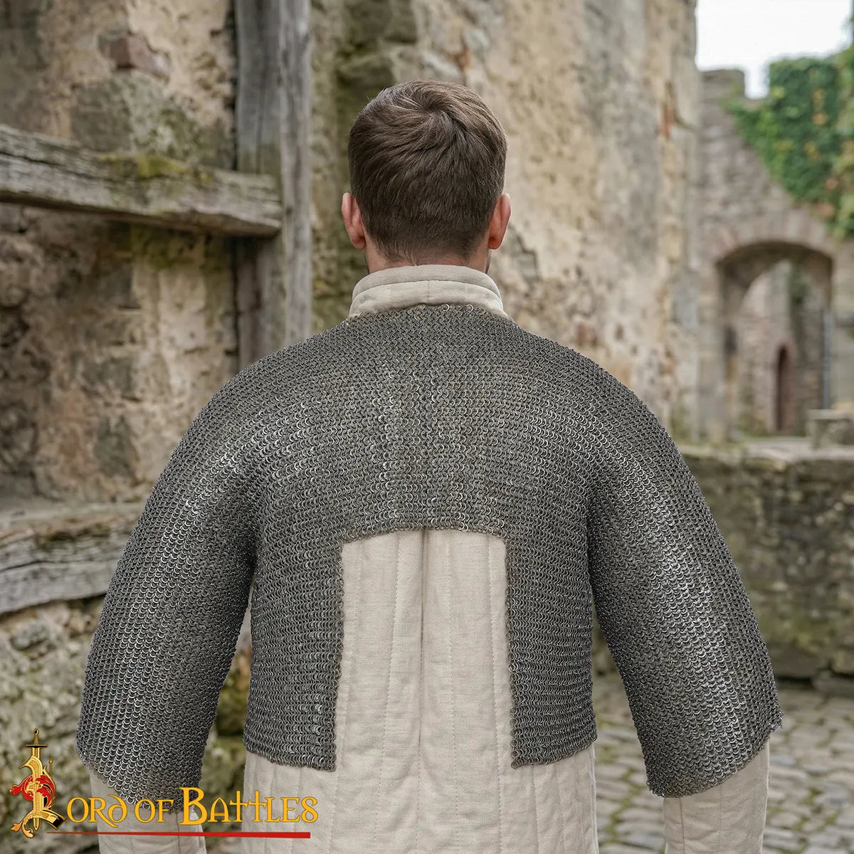 Hauberk corto de malla rivetada 6 mm, anillas planas y sólidas - Talla M - imagen 7