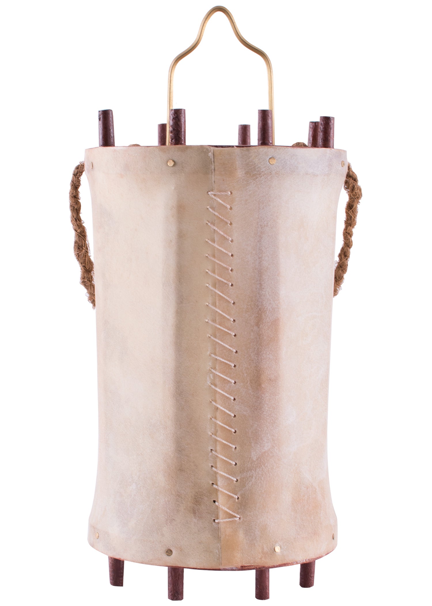 Imagen única de: Farol Medieval Fabricado En Madera Y Cuero Crudo (Pergamino)