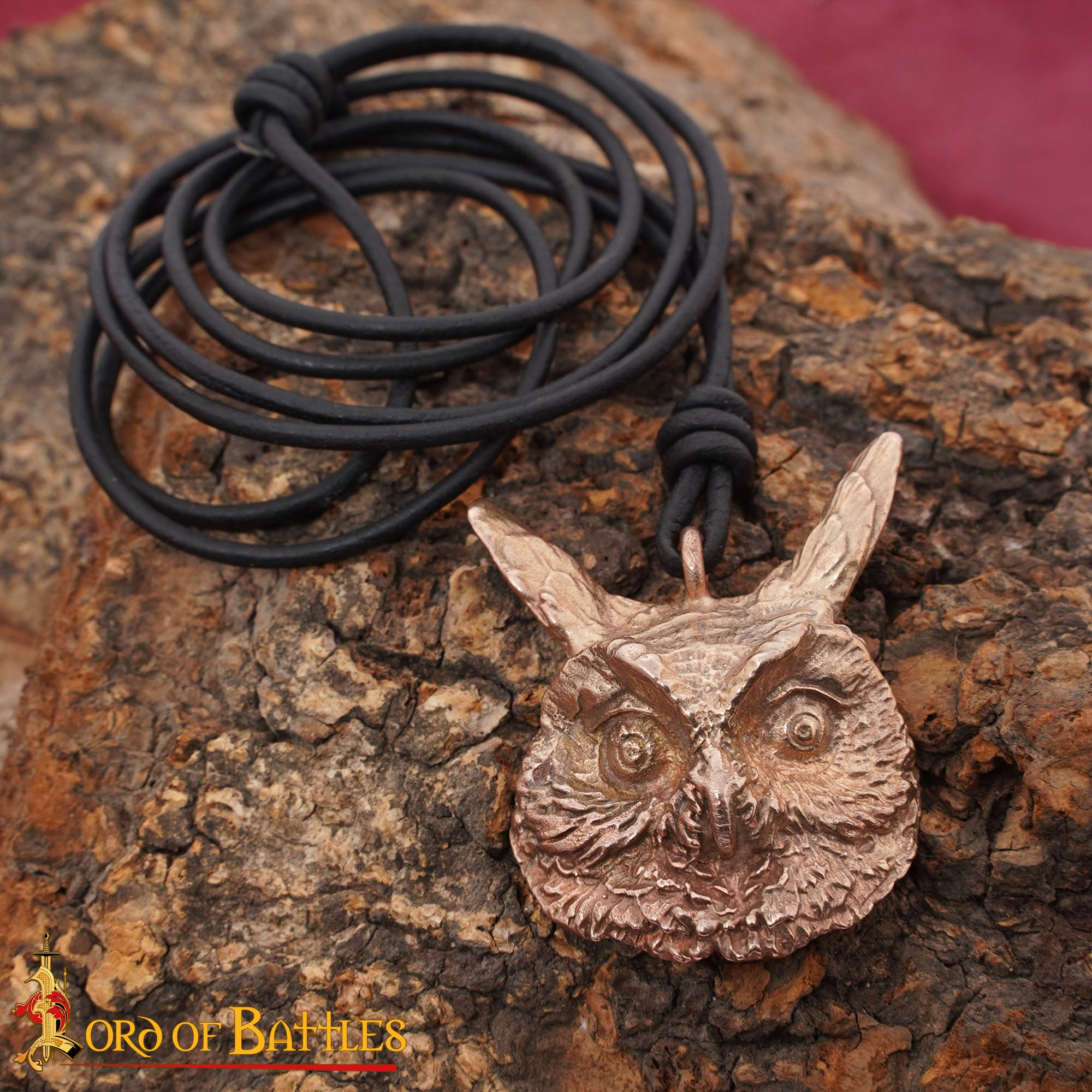 Colgante búho en bronce — fundición a la cera perdida con cordón de cuero - imagen 17