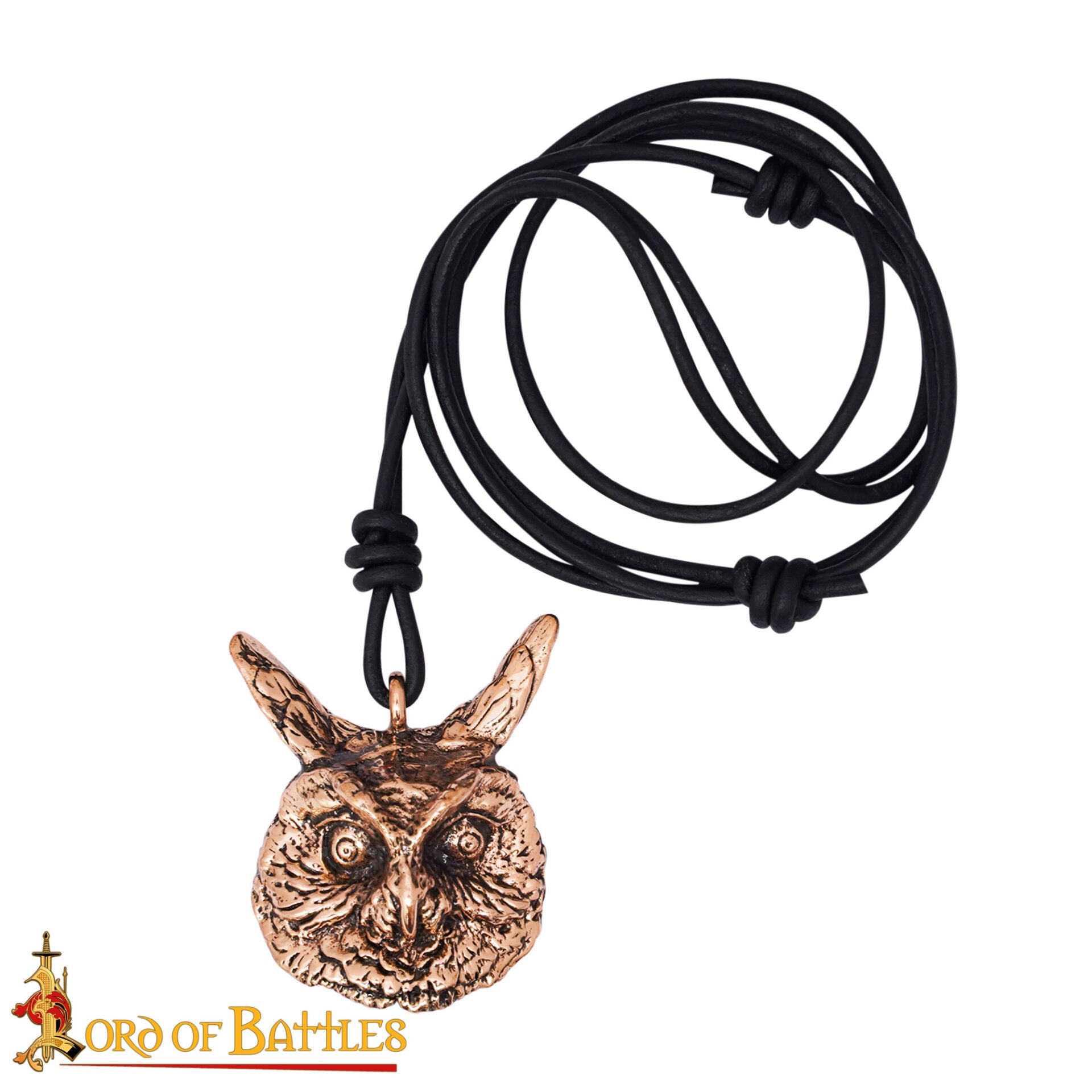 Colgante búho en bronce, fundición por cera perdida con cordón de cuero - imagen 14