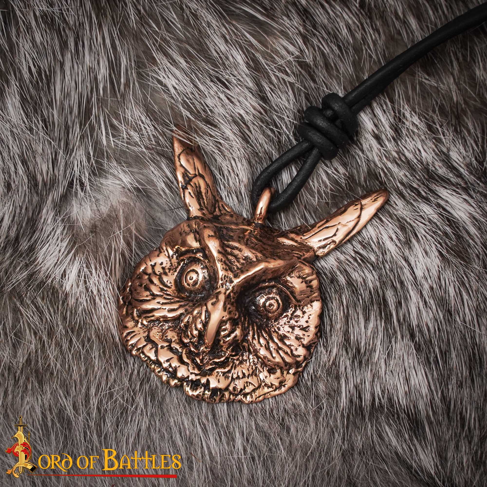 Colgante búho en bronce — fundición a la cera perdida con cordón de cuero - imagen 8