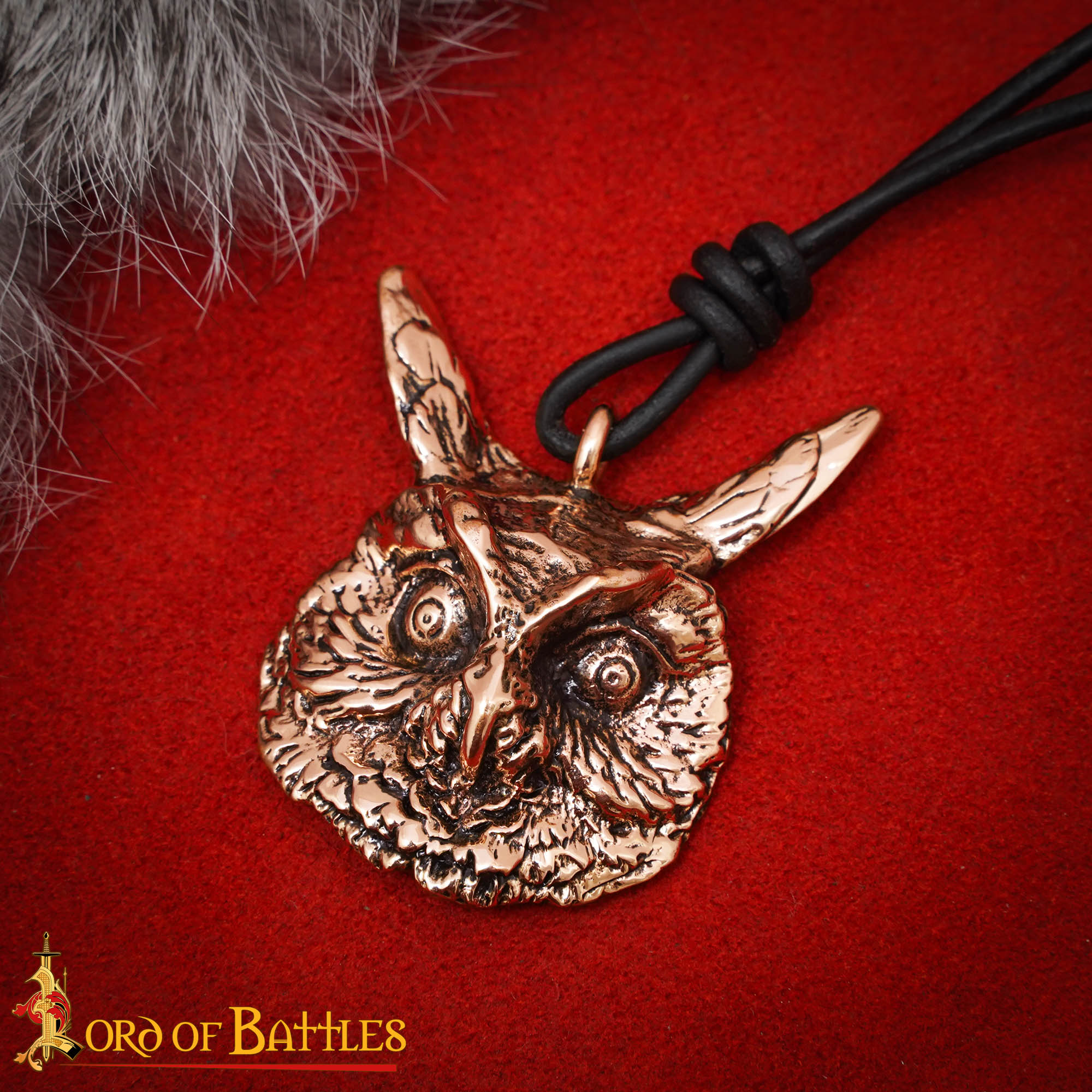 Colgante búho en bronce — fundición a la cera perdida con cordón de cuero - imagen 10