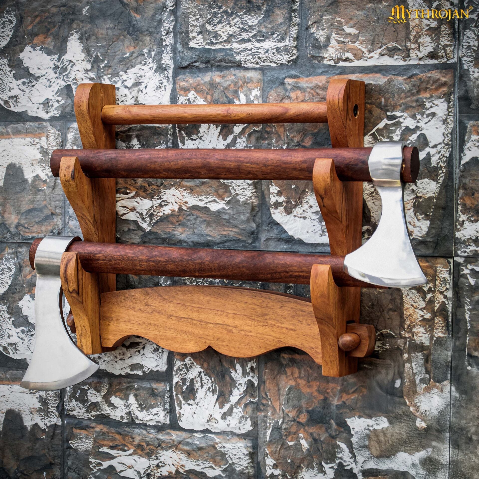 Soporte para espadas de madera maciza, dos niveles - 12" X 15"