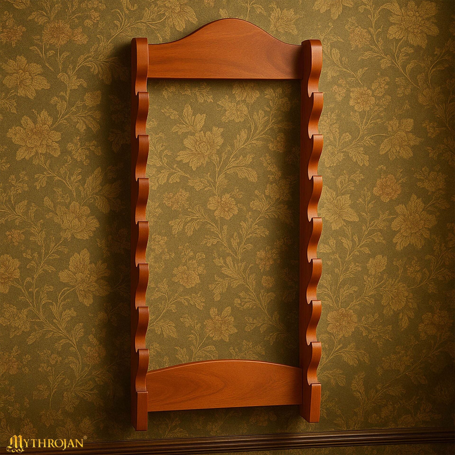 Soporte mural de madera maciza para espadas y hachas