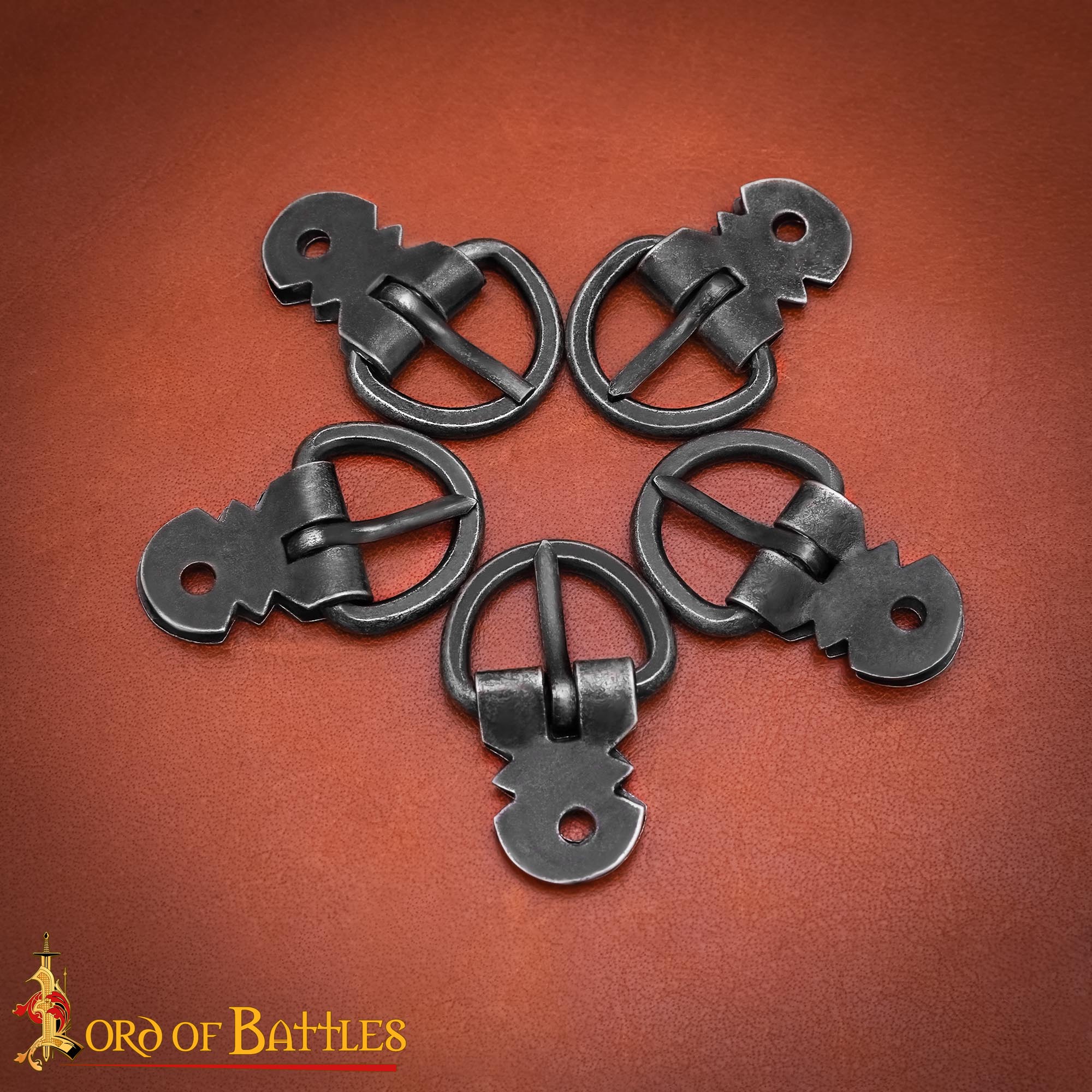 Set de 5 hebillas forjadas en hierro negro para armadura