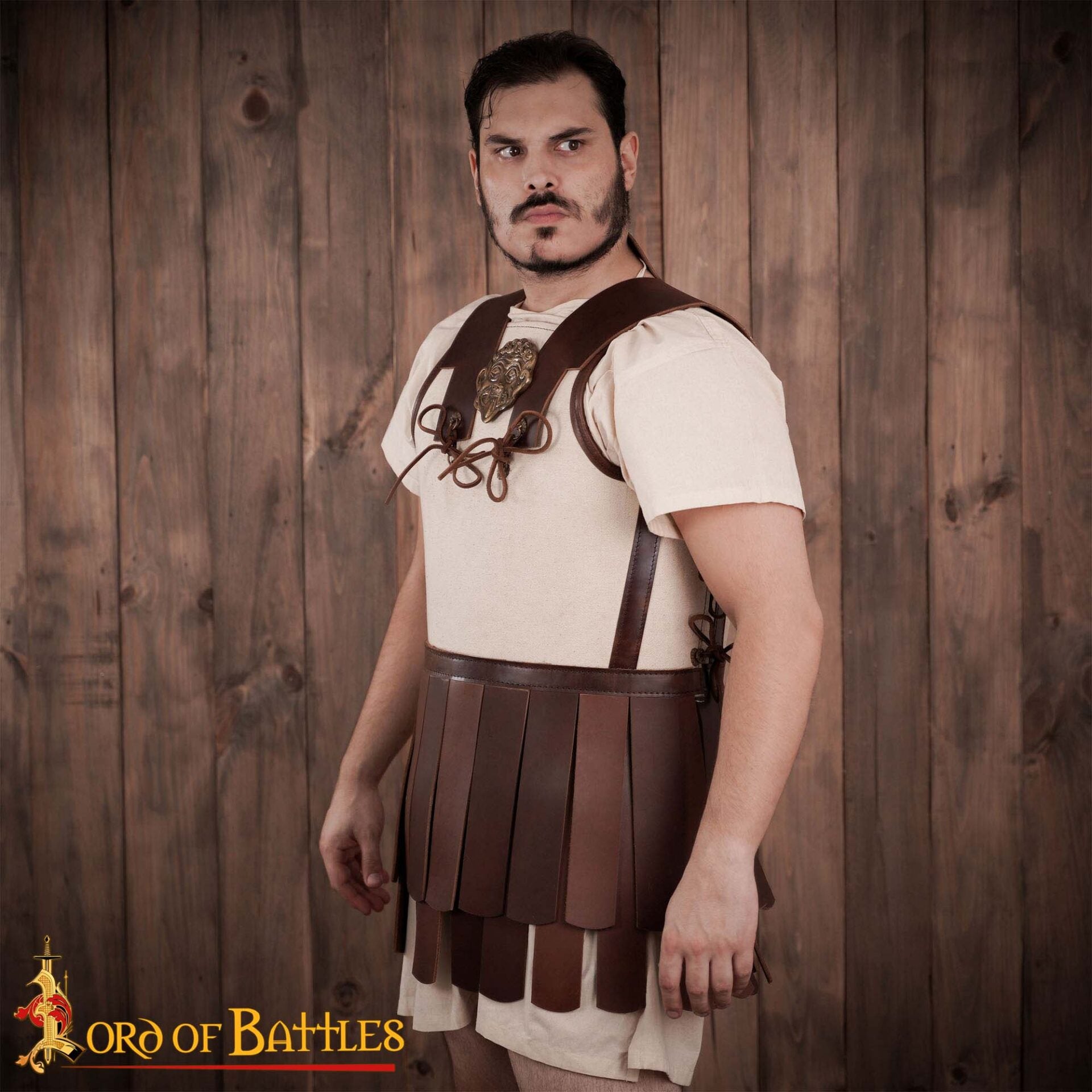 Linothorax Peitoral Macedónio Grego de Linho e Couro