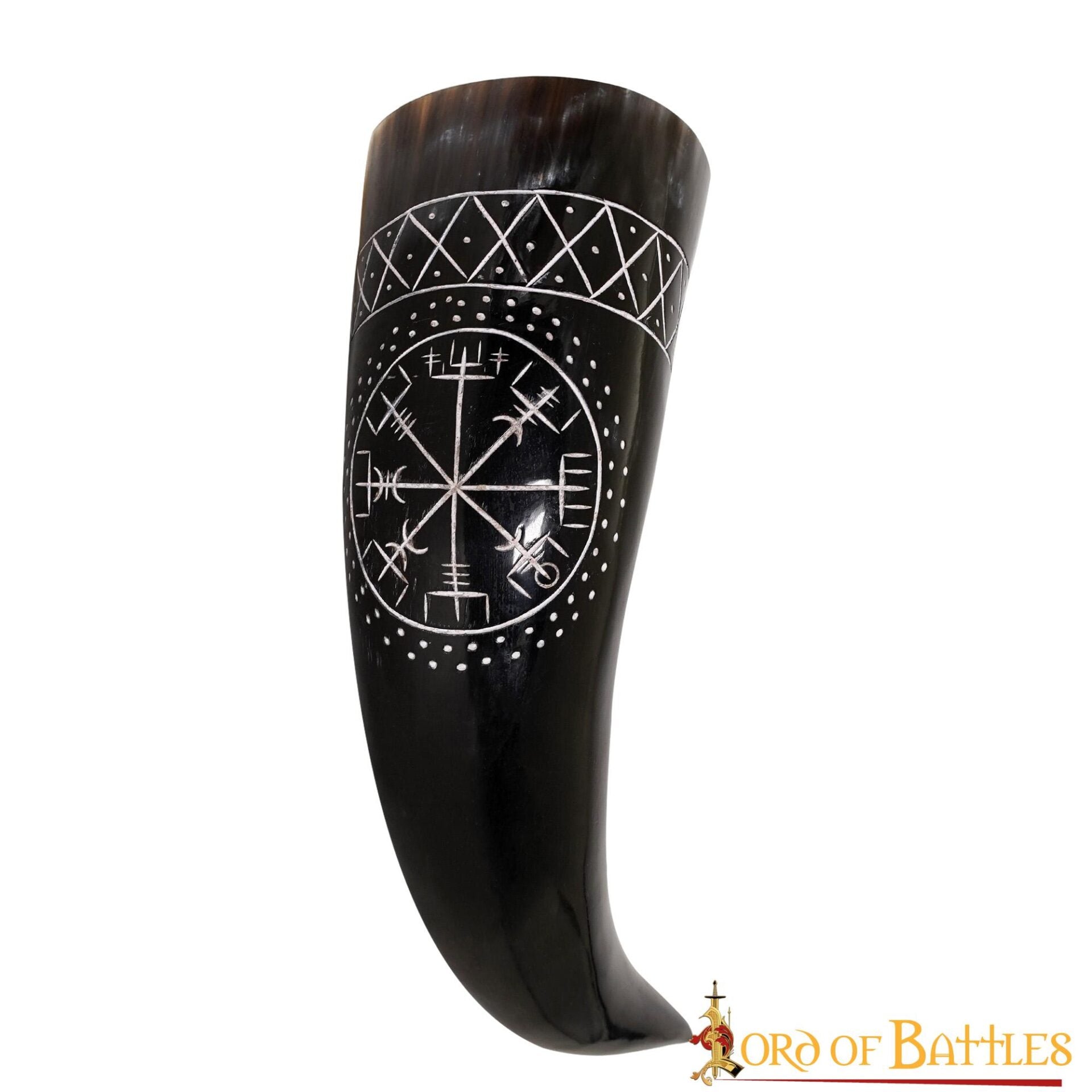 Imagen única de: El Cuerno para Beber Vegvisir 400 - 500 Ml Hecho a Mano con Auténtico Cuerno de Buey