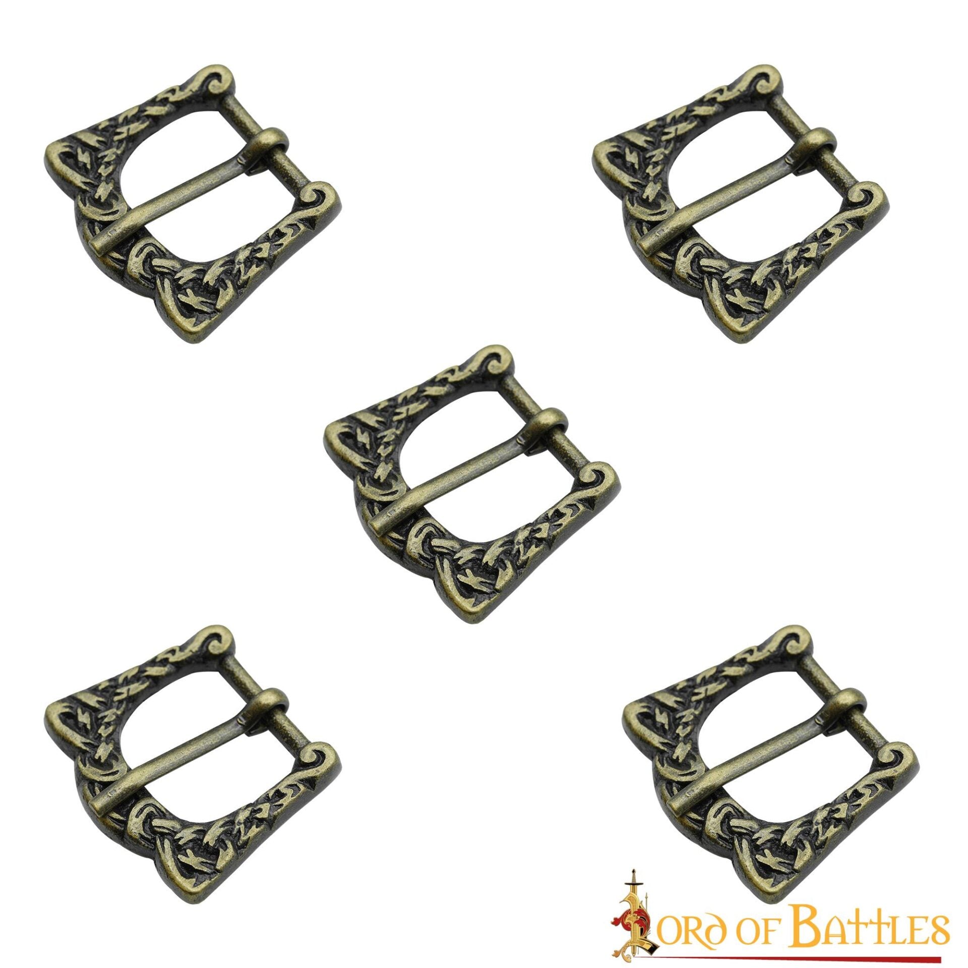 Set de 5 hebillas de latón macizo — Edad Oscura - imagen 2