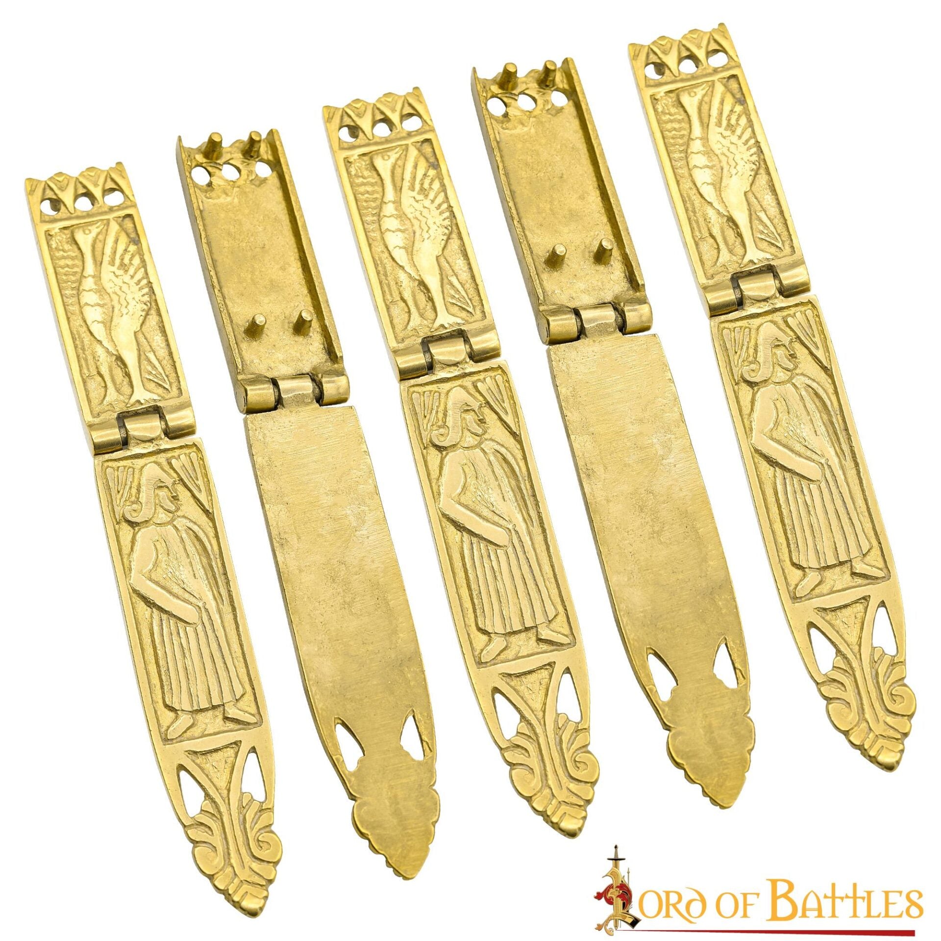 Set de 5 terminales romanos para cinturón en latón macizo ornamentado - imagen 2