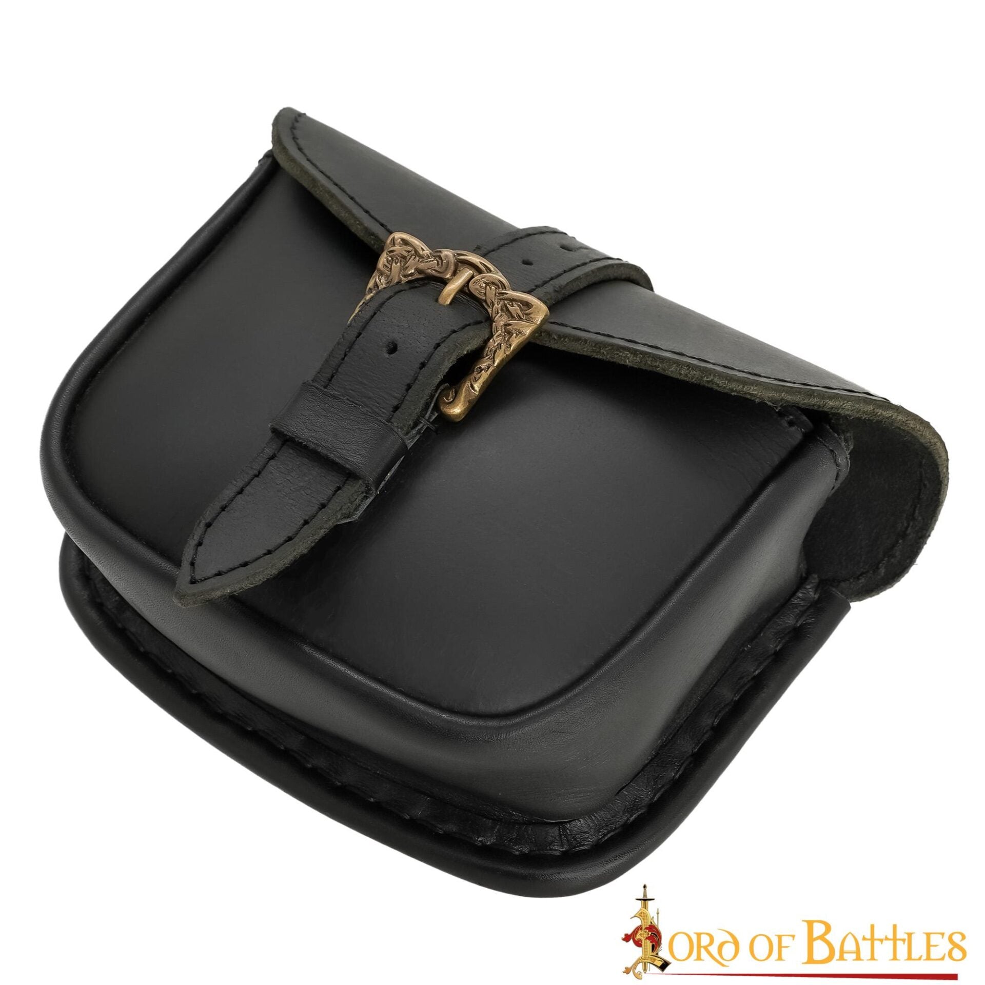 Bolsa de cinturón de cuero hecha a mano con hebilla celta de latón antiguo - imagen 11