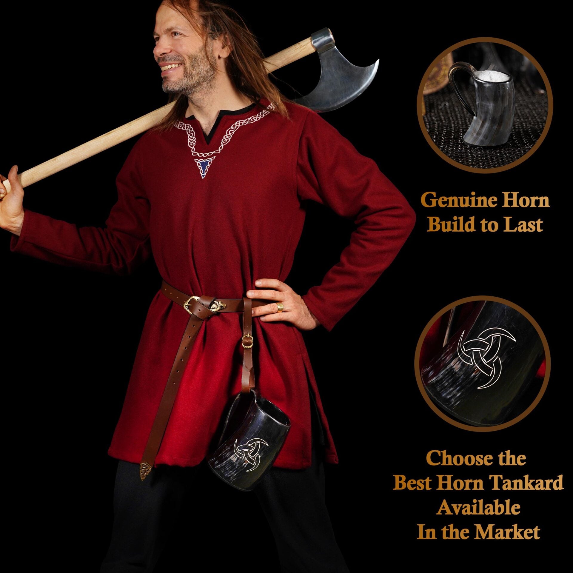 Jarra vikinga Mythrojan con correa de cuero y bolsa - imagen 11