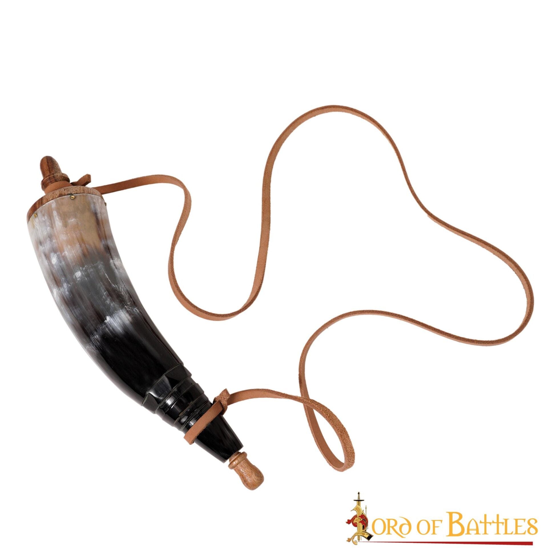 Cuerno de pólvora vikingo funcional (cuerno genuino) - imagen 2