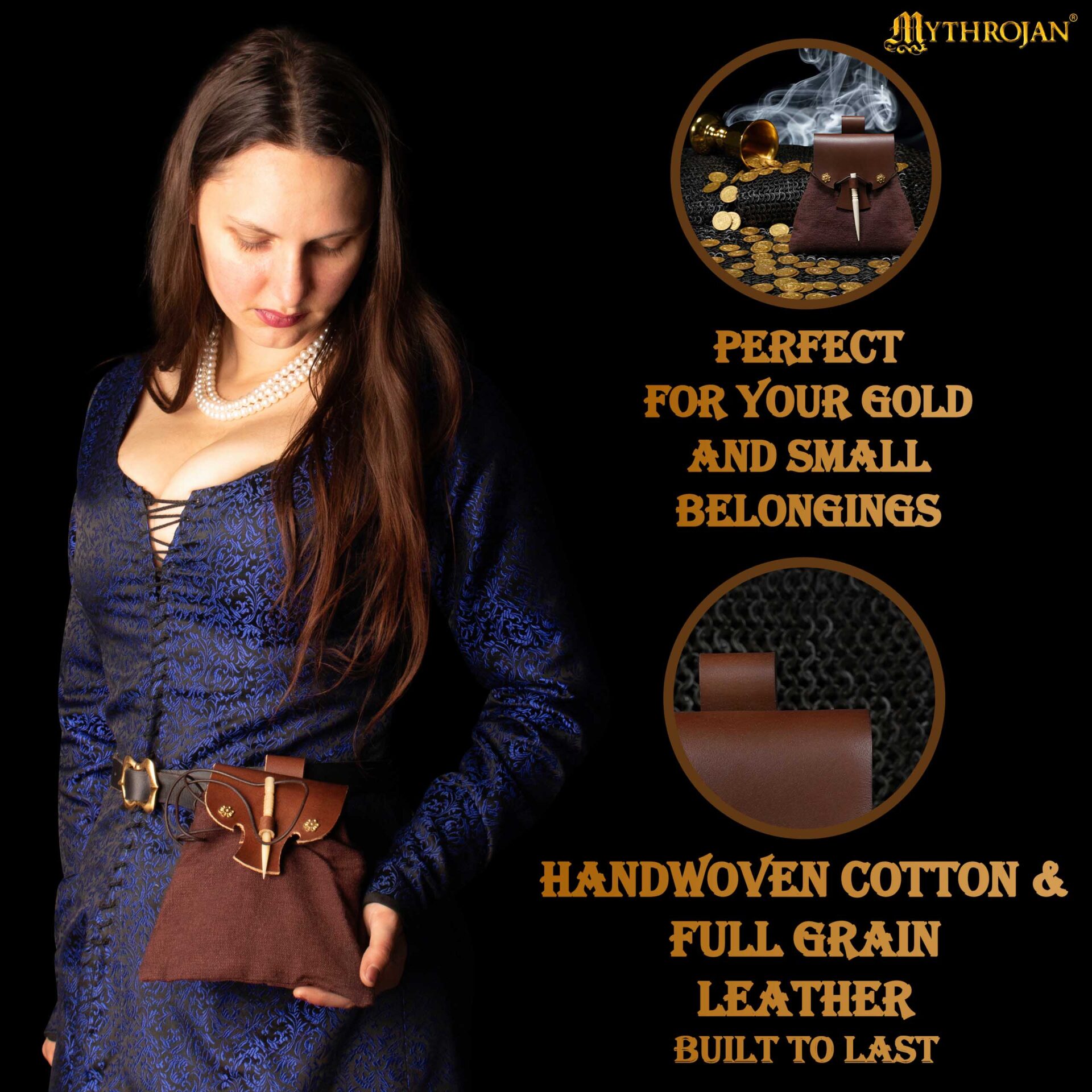 Bolsa de cintura medieval Mythrojan Gold and Dice - imagen 10