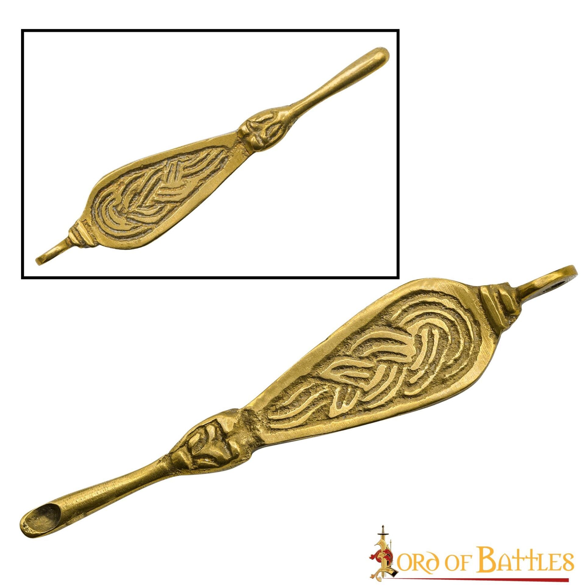 Limpiador de oreja vikingo de latón macizo ornamentado - imagen 2