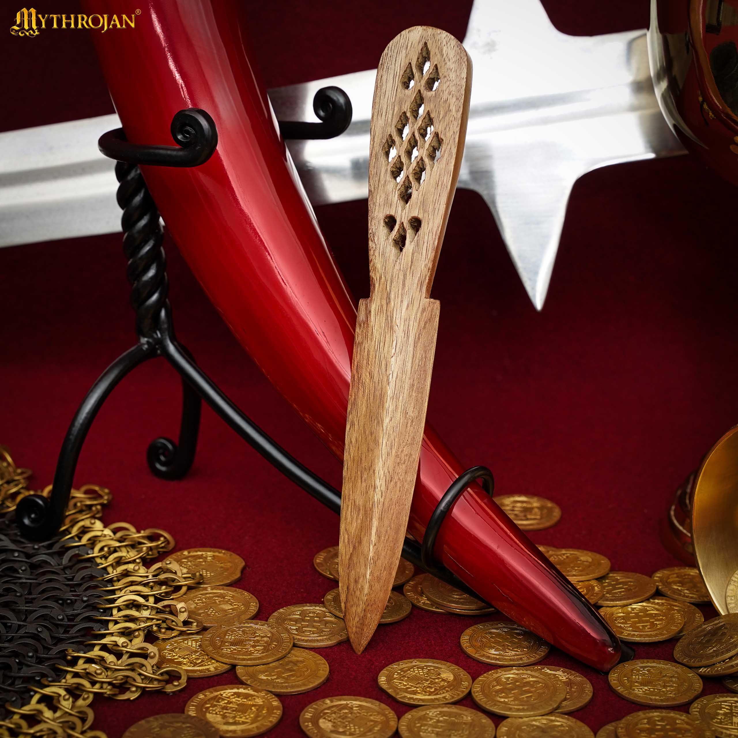 Athame ceremonial de madera maciza hecho a mano - imagen 11