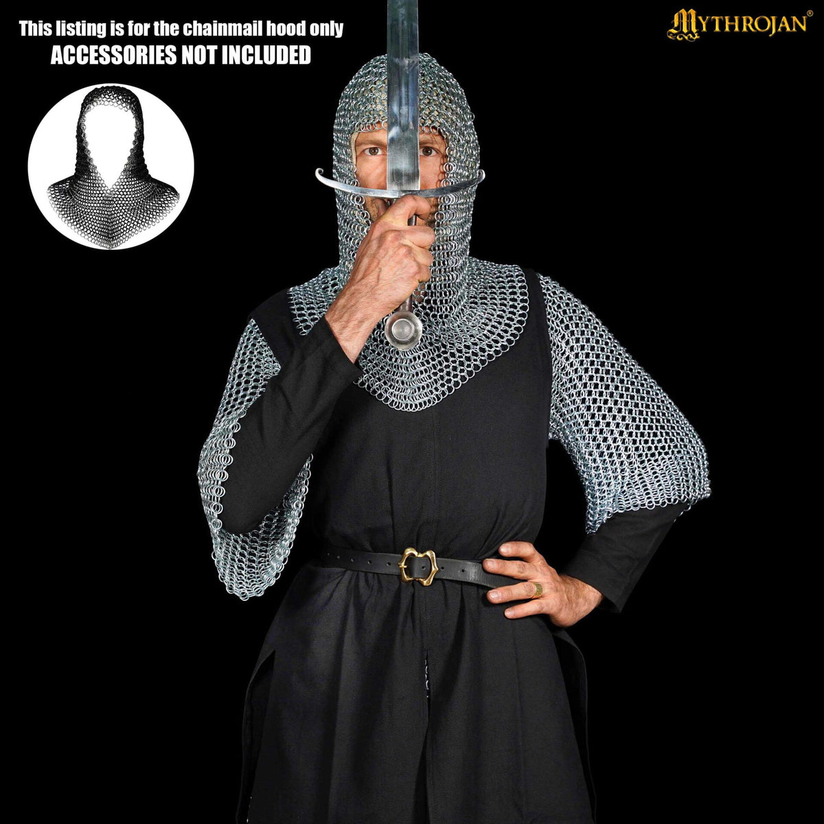 Capucha de malla medieval en acero (10 mm, 16 gauge) — Talla L - imagen 16