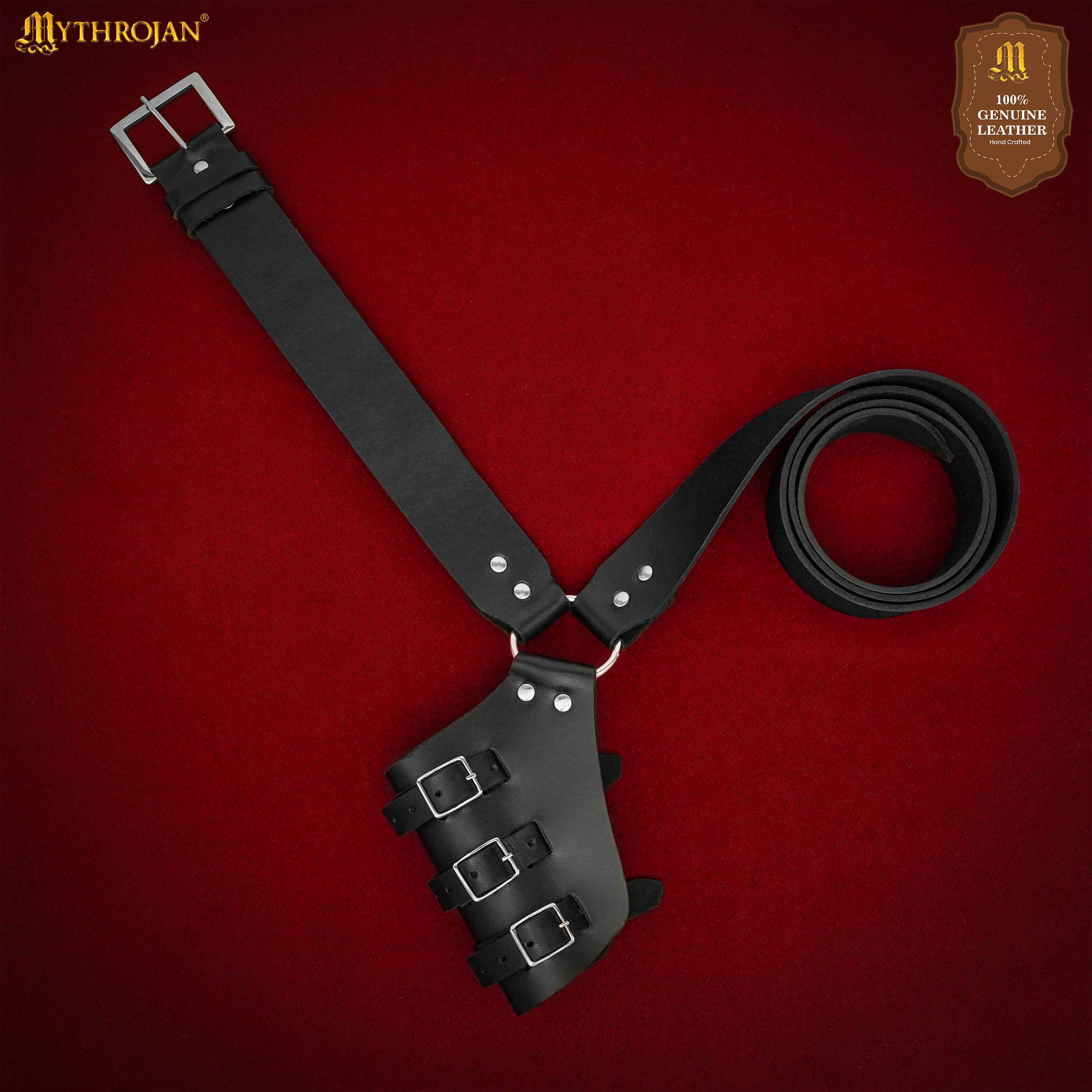 Imagen única de: Mythrojan Baldric Cinturón Espada Cuero Funda Daga Medieval : Zurdo