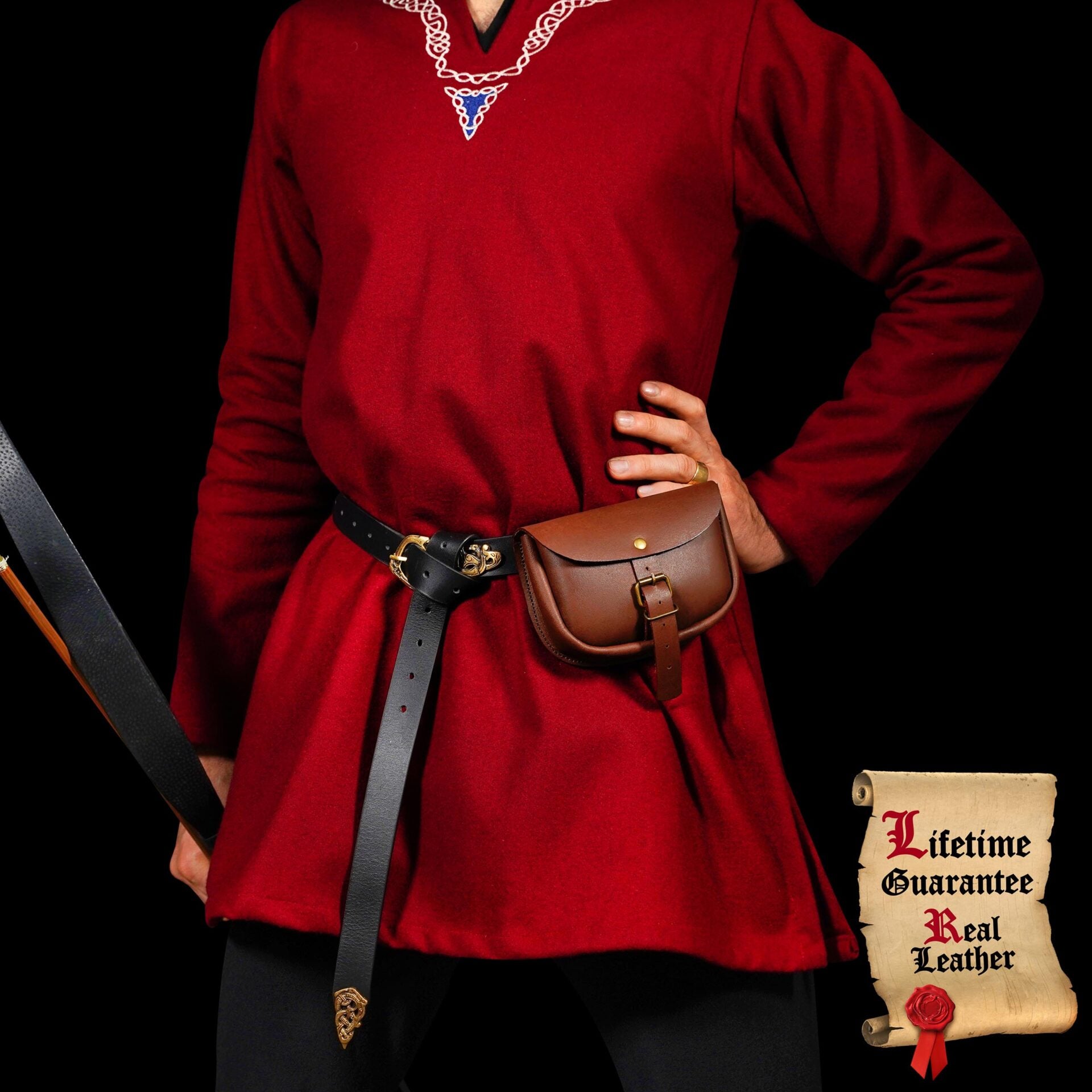 Bolsa de cinturón medieval de cuero para LARP, SCA y Renacimiento - imagen 17