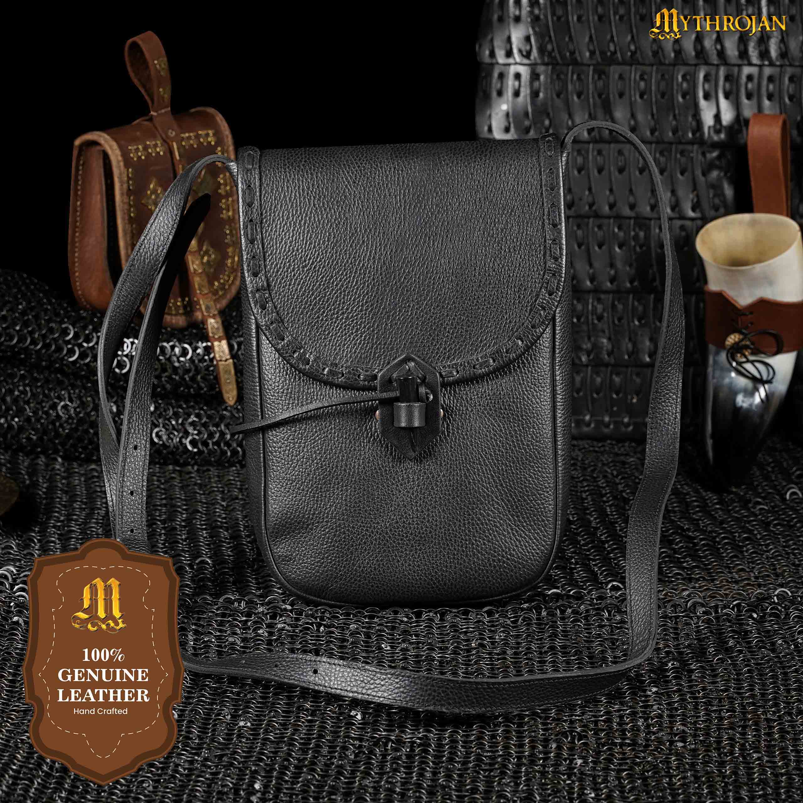 Bolsa mensajera medieval de cuero Mythrojan - imagen 17