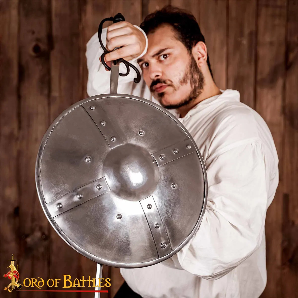 Buckler medieval forjado a mano en acero 14 gauge - imagen 2
