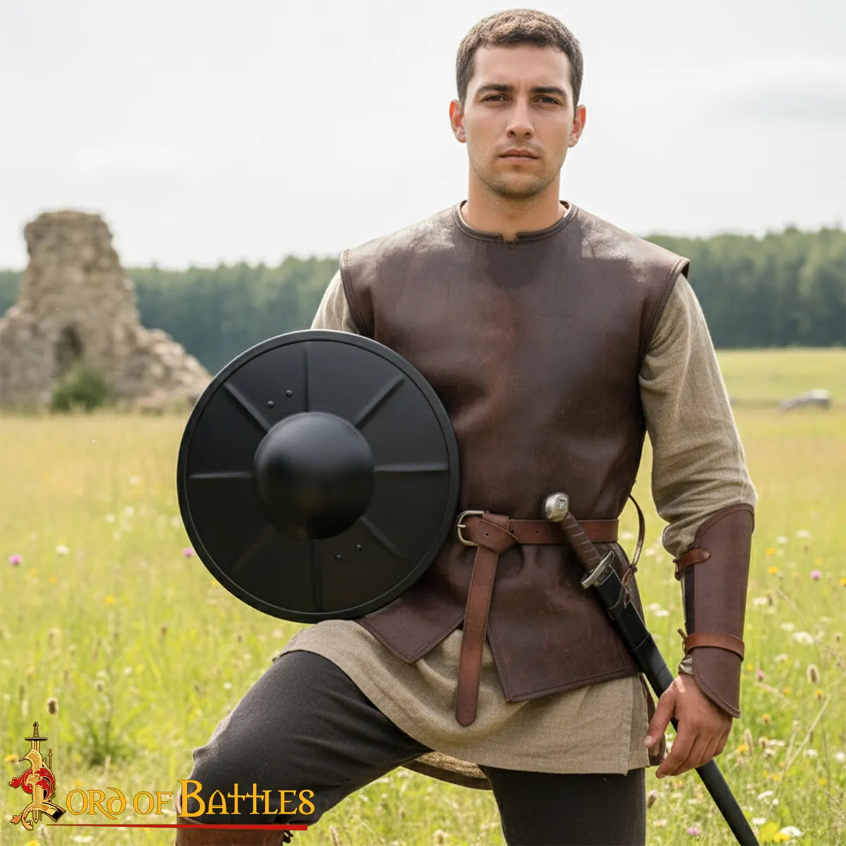 Buckler medieval redondo acanalado — acero calibre 16, 30,4 cm - imagen 2