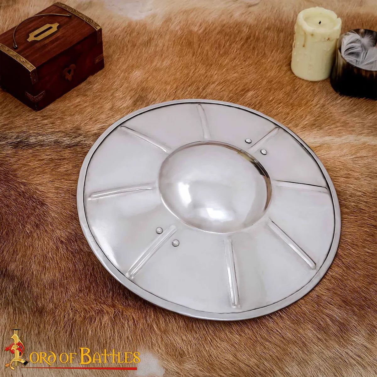 Buckler medieval redondo acanalado — acero calibre 16, 30,4 cm - imagen 10