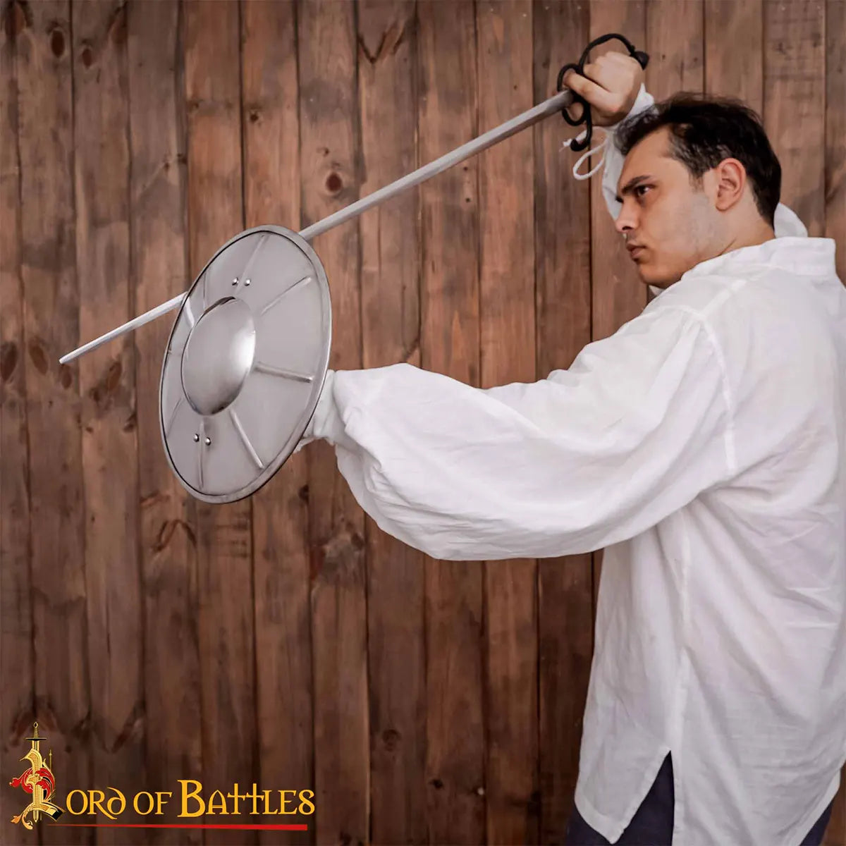 Buckler medieval redondo acanalado — acero calibre 16, 30,4 cm - imagen 6