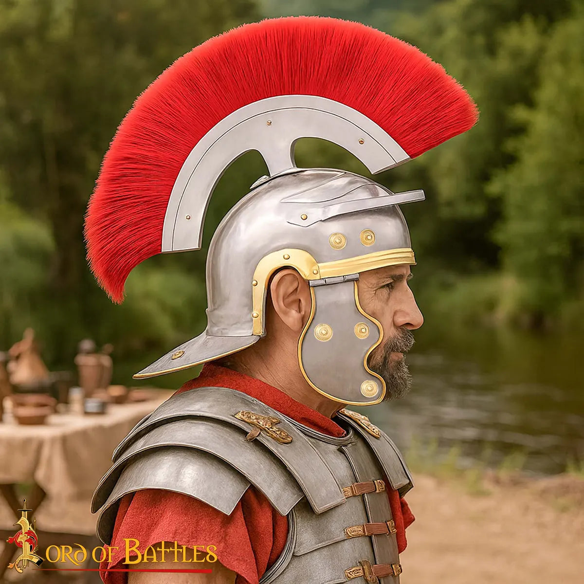Casco de Centurión Romano con Cresta Roja y Adornos en Latón - imagen 5