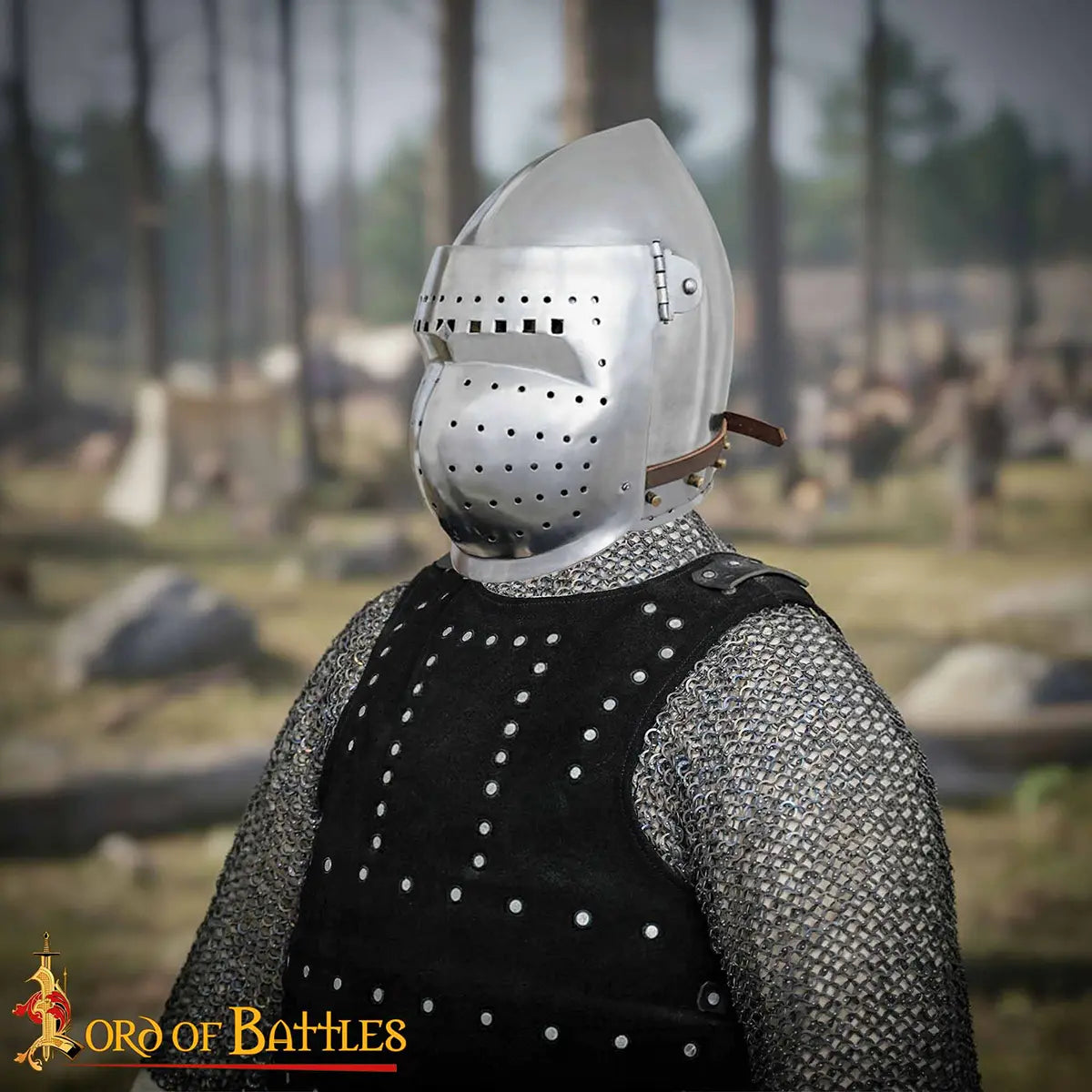 Imagen única de: Casco Bascinet Medieval con Visera Hundsgugel en Acero