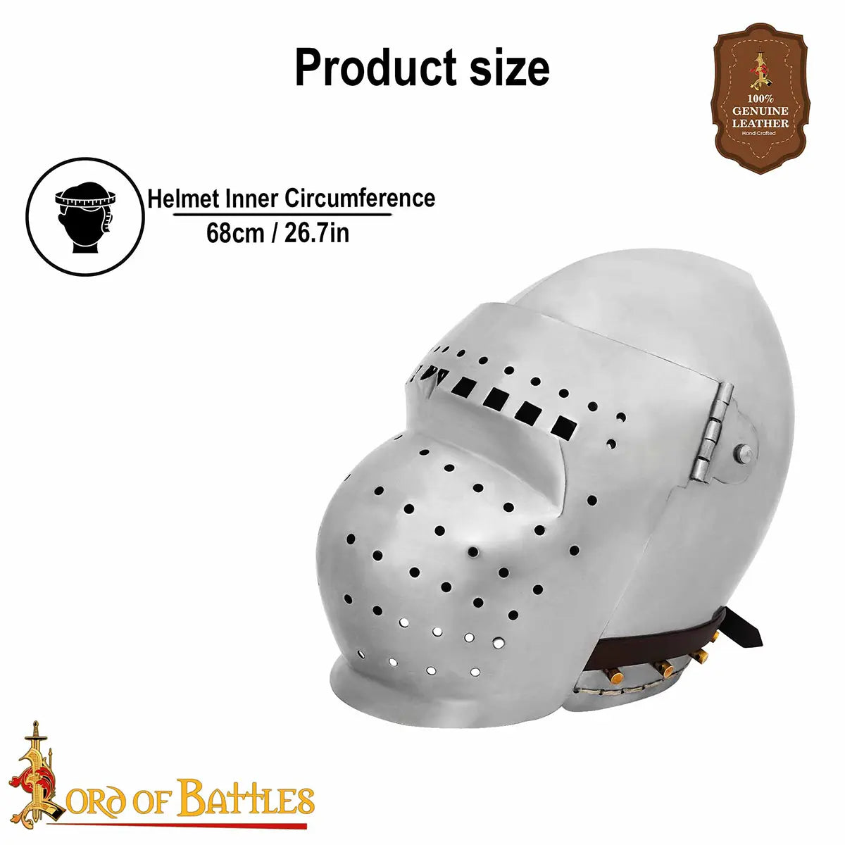 Imagen única de: Casco Bascinet Medieval con Visera Hundsgugel en Acero