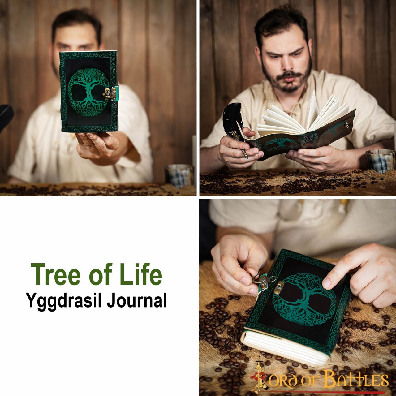 Imagen única de: Diario Medieval Árbol de la Vida Diario de Piel Auténtica Hecho a Mano