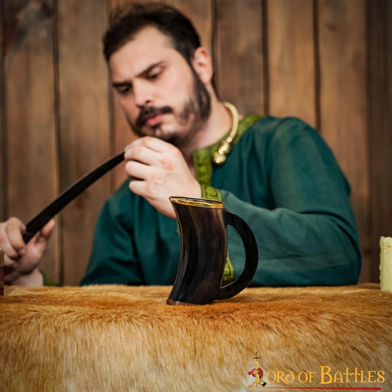 Imagen única de: Jarra de cuerno genuino con borde de latón puro - imagen 4