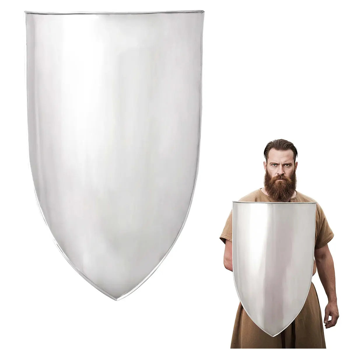 Escudo medieval tipo heater en acero 18-gauge para personalizar