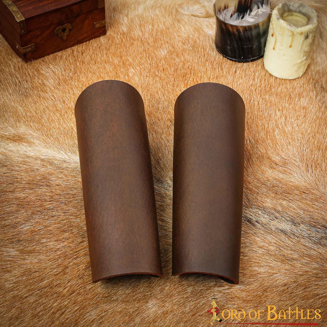 Imagen única de: Braceras medievales de cuero artesanales — marrón - imagen 4