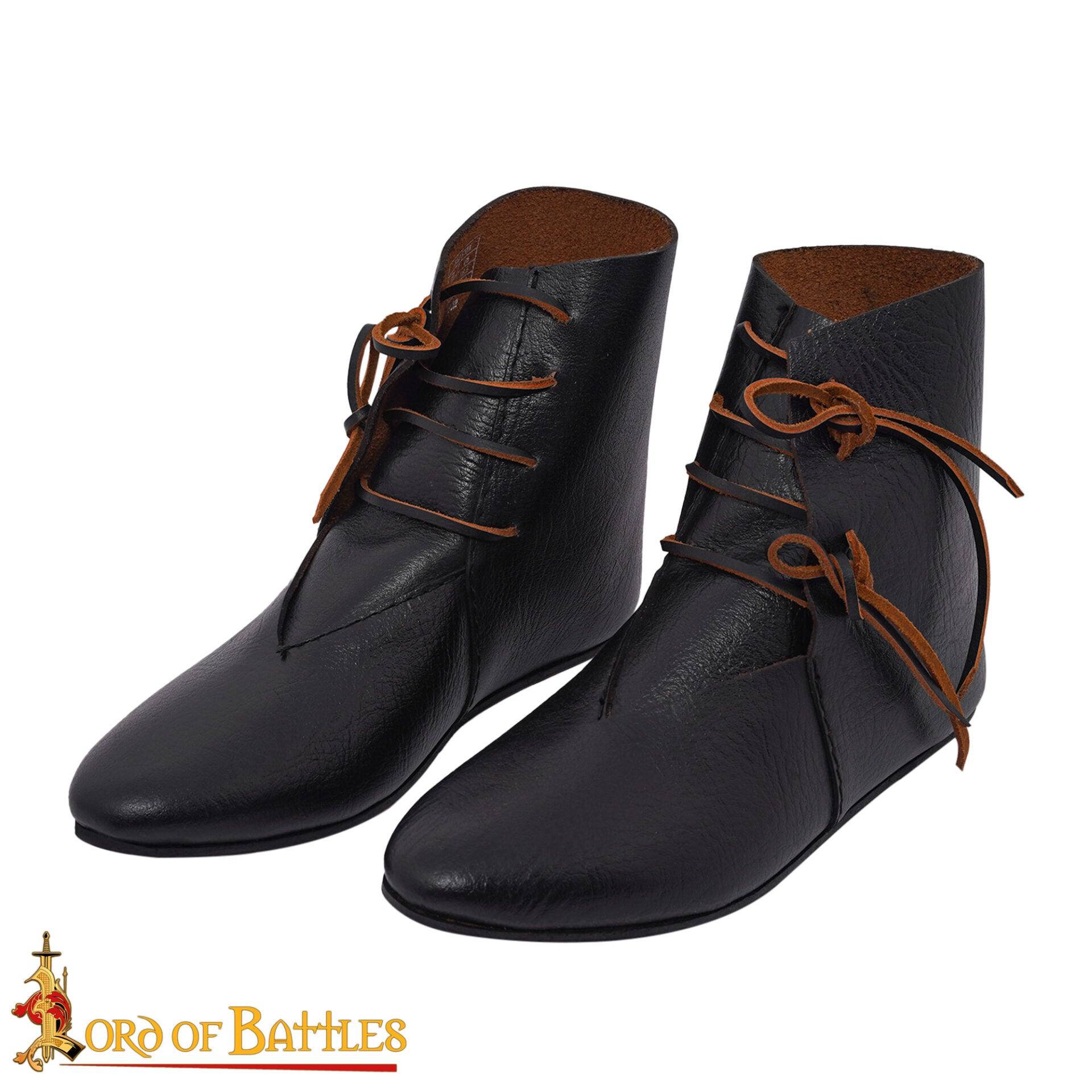 Zapatos medievales de cuero — tobilleros con cordón lateral - imagen 12