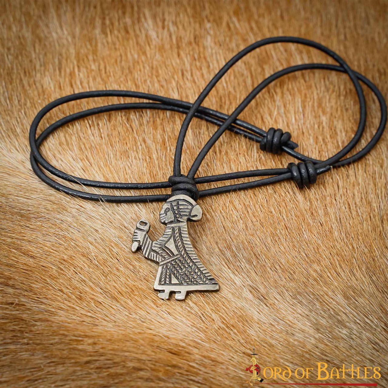 Imagen única de: Colgante vikingo Valkiria en acero antiguo con cordón de cuero - imagen 10
