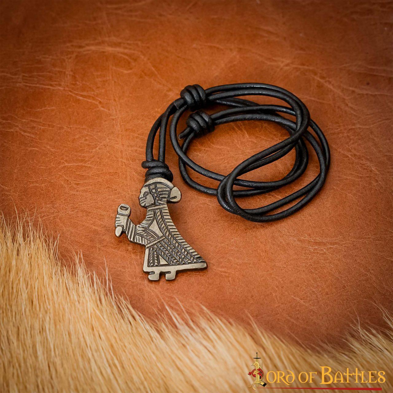 Imagen única de: Colgante vikingo Valkiria en acero antiguo con cordón de cuero - imagen 6